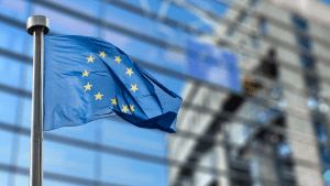 Image of EU flag blowing in the wind