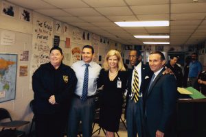 Chief Tammy Morris, Sheriff Mike Williams, Judge Virginia Baker Norton, Richard McKissick, and Mayor Lenny Curry visiting the D.A.W.N. program in 2015.