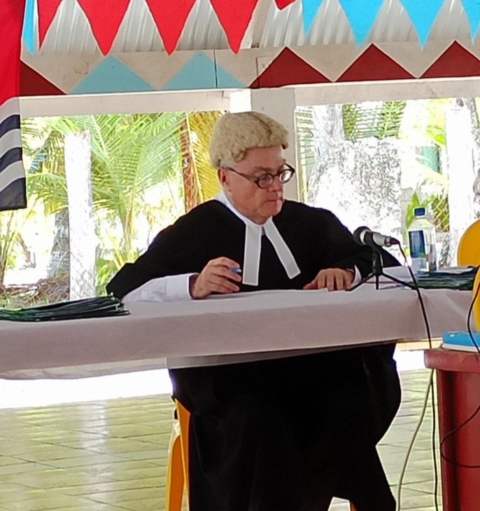 Judge Hastings wearing a robe in Kiribati.