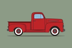 Cartoon image of a red Ford truck