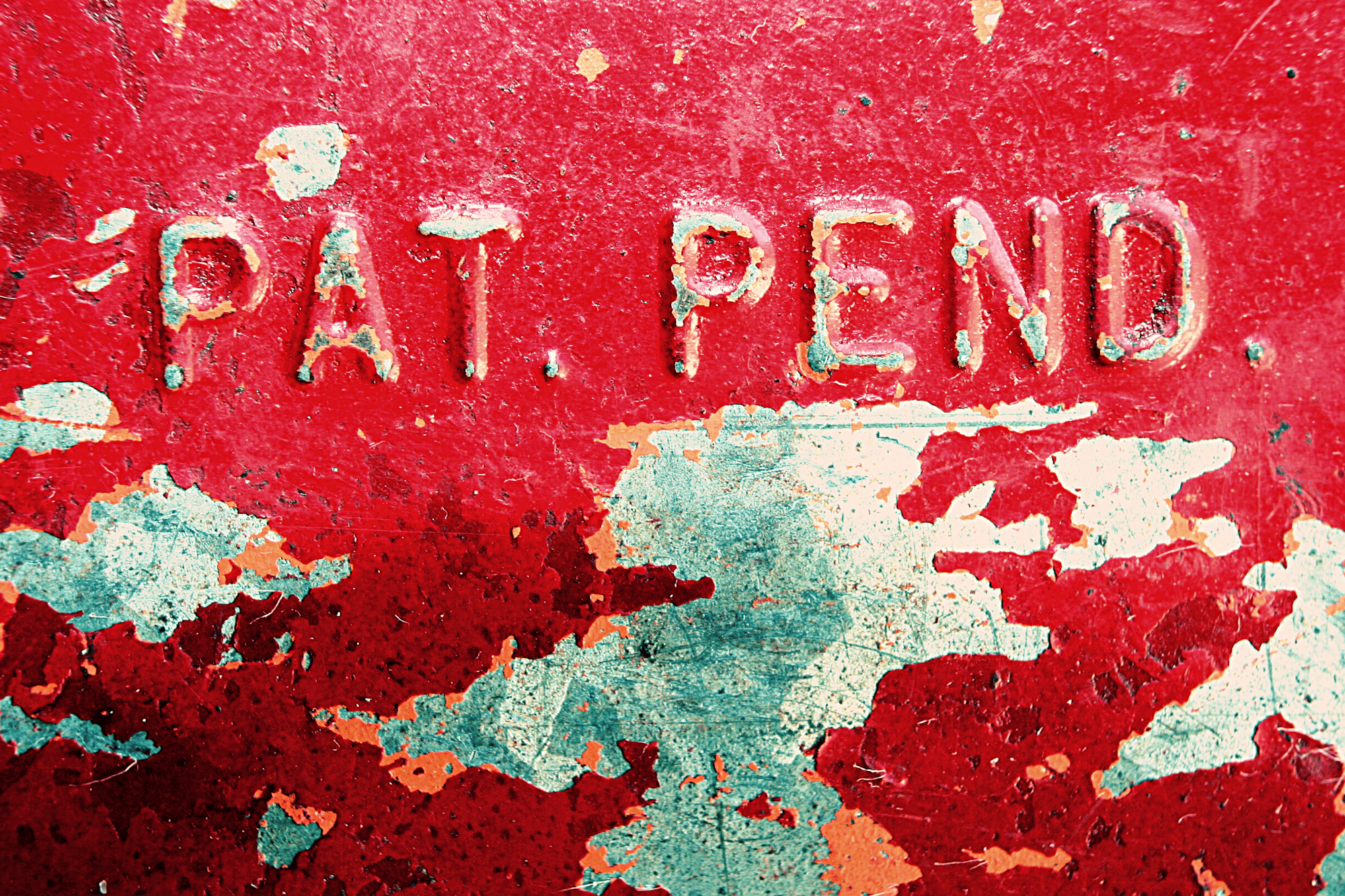 Metal with words "Pat. Pend." stamped