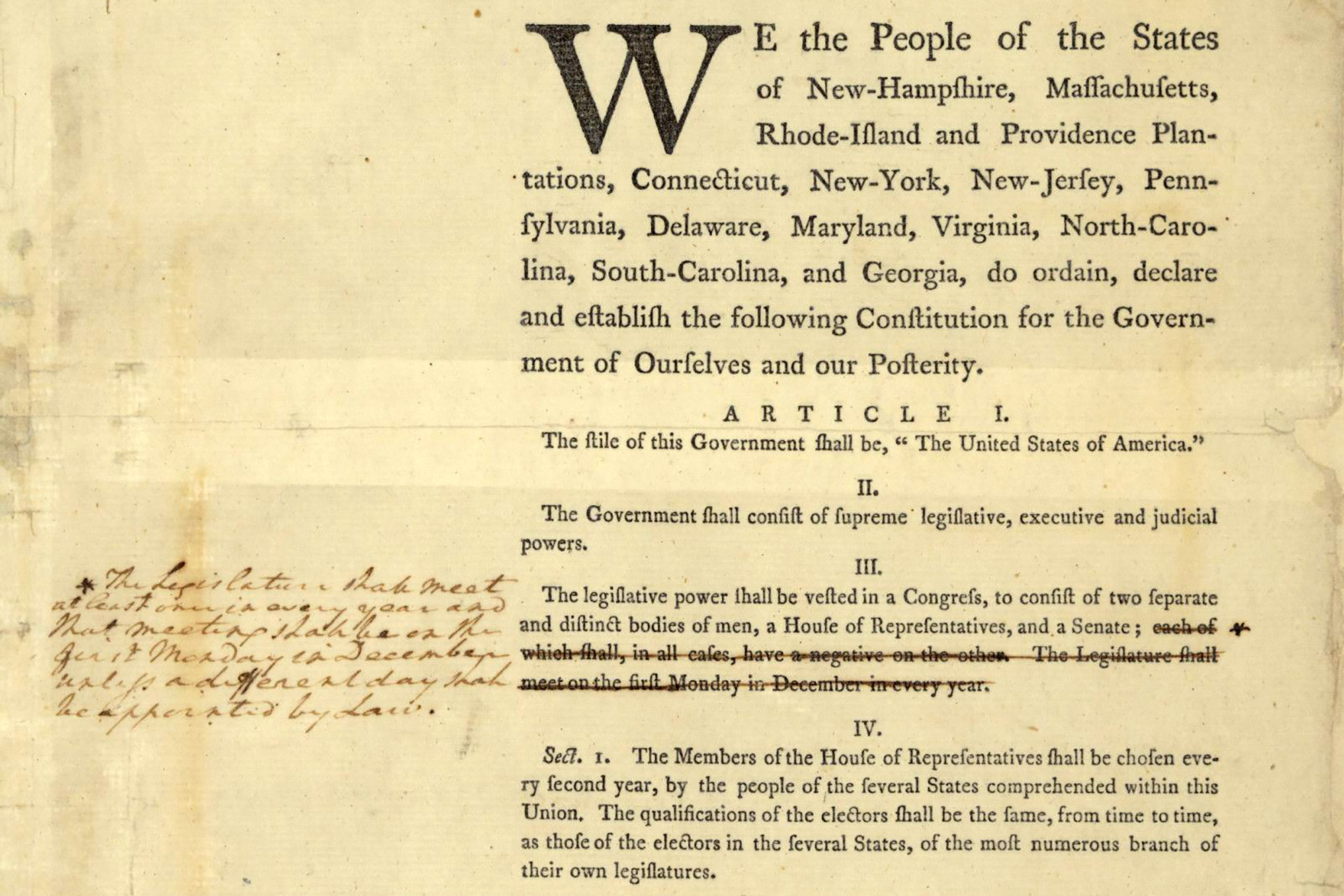 Washington's Annotated Copy of a Draft of the U.S. Constitution