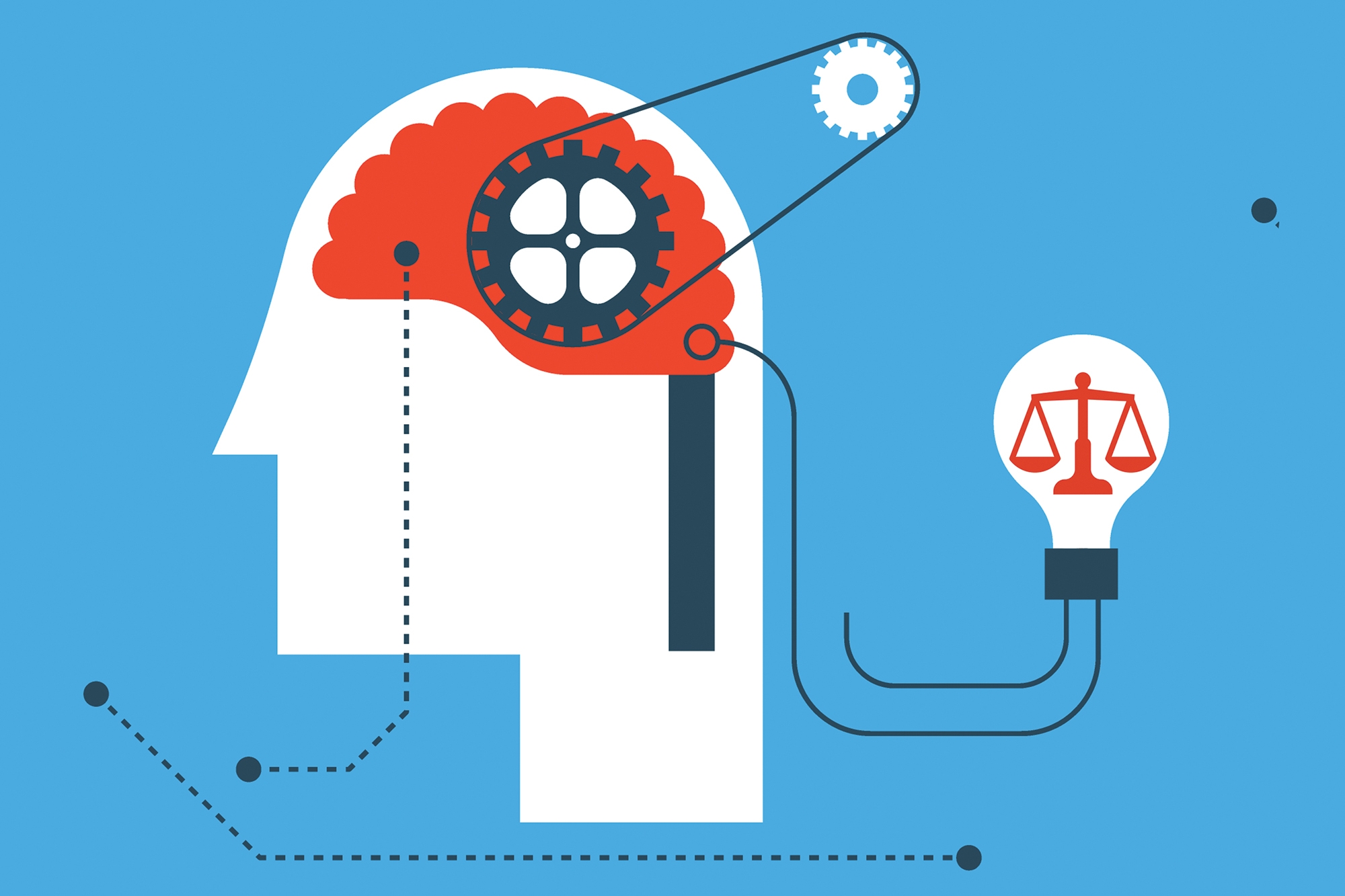 Illustration of a brain depicted as gears